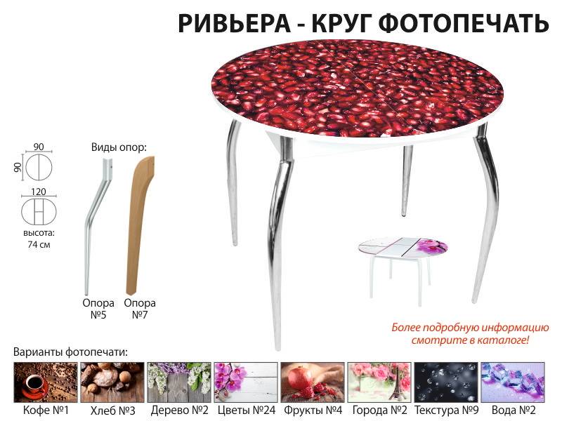 стол обеденный ривьера круг фотопечать в Воронеже