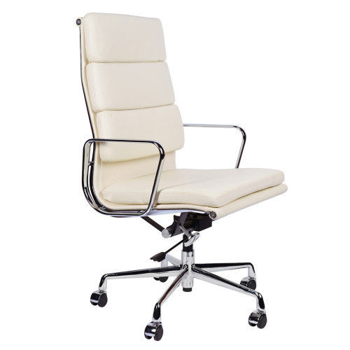 кресло eames style на колесиках кремовая кожа в Воронеже