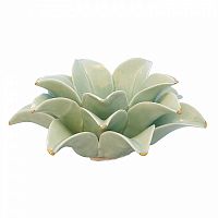 подсвечник керамический в виде лотоса с золотыми лепестками flower lotus pale green medium, 12 см в Воронеже