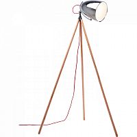 торшер chromatic tripod хром на деревянном основании в Воронеже