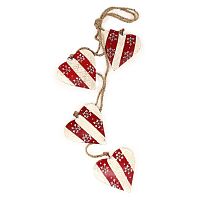 гирлянда новогодняя подвесная сердца в красную полоску со снежинками christmas hearts, 60 см в Воронеже