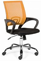 кресло компьютерное спринг(orange - black) база хром / оранжевая сетка / черная ткань в Воронеже