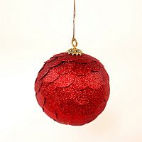 шар новогодний красный с блестящими чешуйками paper ball, 10 см в Воронеже