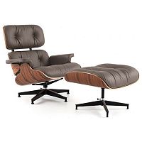 кресло eames style lounge chair кожа коричневое в Воронеже