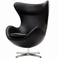 кресло с подлокотниками arne jacobsen style egg chair черное в Воронеже