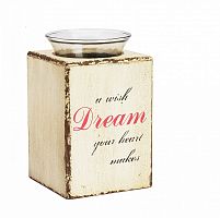 подсвечник деревянный бежевый со стеклом мечта твоего сердца provence cream, 15 см в Воронеже