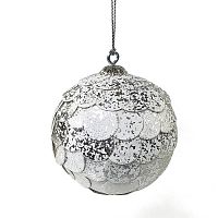 шар новогодний серебряный с мраморными чешуйками paper ball, 10 см в Воронеже