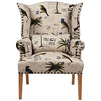 кресло мягкое с ушами quinn tufted armchair бежевое с рисунком в Воронеже