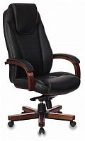 кресло для руководителя бюрократ бюрократ t-9923 walnut, обивка: натуральная кожа, цвет: кожа (black) в Воронеже