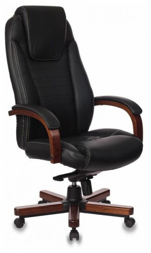 кресло для руководителя бюрократ бюрократ t-9923 walnut, обивка: натуральная кожа, цвет: кожа (black) в Воронеже